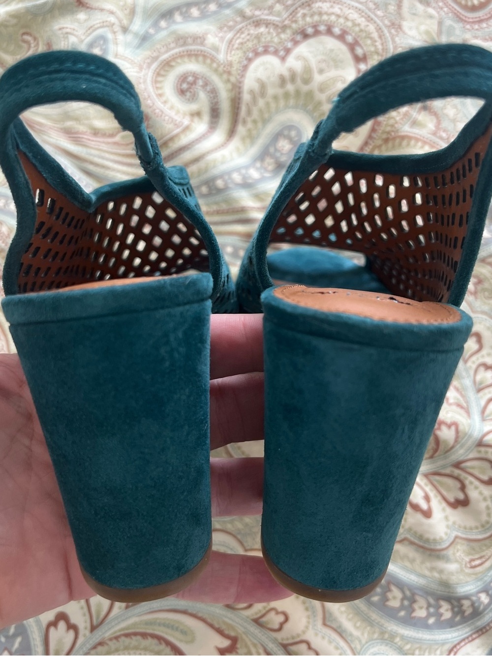 SARTO By Franco Sarto Harlet2 Teal Suede Slingbacks Size 8 - Picture 6 of 9